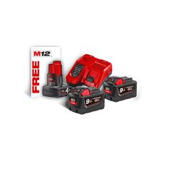 MILWAUKEE M18 NRG-902 2 ΜΠΑΤΑΡΙΕΣ 18V 9.0 AH ΤΑΧΥΦΟΡΤΙΣΤΗΣ M12-18FC + M12 4.0 AH ΜΠΑΤΑΡΙΑ ΔΩΡΟ ( 4933451422 )