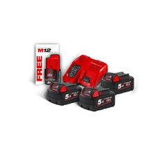 MILWAUKEE M18 NRG-503 3 ΜΠΑΤΑΡΙΕΣ 18V 5.0 AH ΤΑΧΥΦΟΡΤΙΣΤΗΣ M12-18FC + M12 2.0 AH ΜΠΑΤΑΡΙΑ ΔΩΡΟ ( 4933451423 )