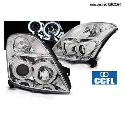 Μπροστινά Φανάρια Angel Eyes Chrome Για Suzuki Swift " T-Tec "