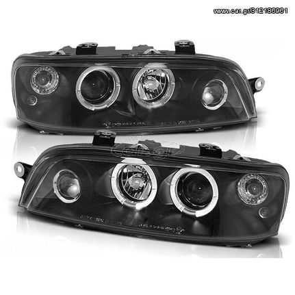 Μπροστινά Φανάρια Angel Eyes Για Fiat Punto 1999-2003 Μαύρα