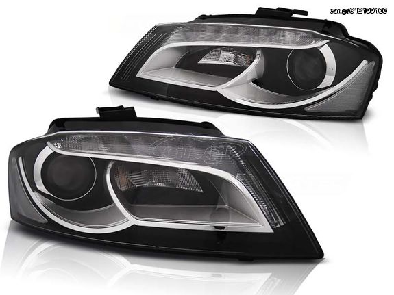 Μπροστινά Φανάρια Set Για Audi A3 8P 2008-2012  DRL  Μαύρα H7