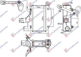 Ψυγείο Intercooler 1.4 D4D (125x260x64) ALL ALUMINIUM / TOYOTA COROLLA (E 12) Sedan 02-06 / 17940-33020 - 1 Τεμ