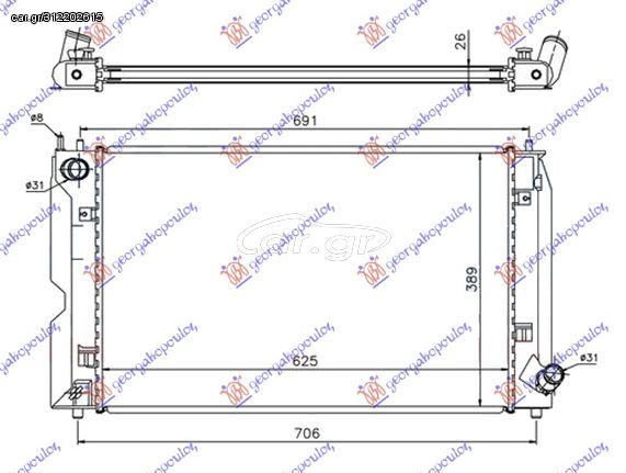 Ψυγείο Νερού 1.4 D4D Μηχανικό  Πετρέλαιο (625x390) / TOYOTA COROLLA (E 12) H/B-L/B 02-04 / 16400-0N030 - 1 Τεμ