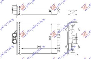 Ψυγείο Καλοριφέρ (M) +ΑC (205x176) (ΣΩΛΗΝΕΣ ΔΙΠΛΑ) / OPEL VECTRA B 99-02 / 1618049 - 1 Τεμ