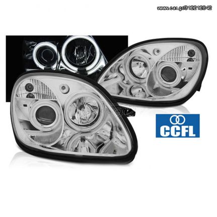 Μπροστινά Φανάρια CCFL Angel Eyes Chrome Για Mercedes-Benz SLK-Class R170 1996-2004 " T-Tec "