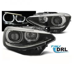 Μπροστινά Φανάρια Led Black Με Φώτα Ημέρας DRL Για BMW Σειράς 1 F20 / F21 2011-2014 " T-Tec"