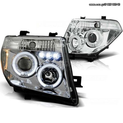 Μπροστινά Φανάρια Nissan Navara D40/PATHFINDER 05-10 Angel Eyes Chrome