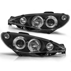 Μπροστινά Φανάρια Set Για Peugeot 206 98-03 Angel Eyes Μαύρα H1/H1 Sonar