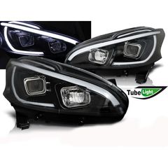 Μπροστινά Φανάρια Tube Light Black Με Φώτα Ημέρας DRL Για Peugeot 208 2012-2015