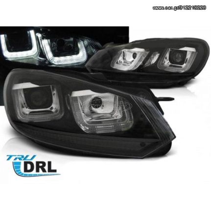 Μπροστινά Φανάρια VW Golf 6 08-12 U-Type Black Black Line DRL