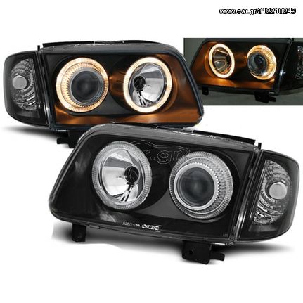 Μπροστινά Φανάρια VW Polo 6N2 1999-2001 Angel Eyes Black