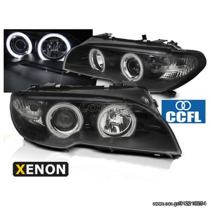 Μπροστινά Φανάρια Xenon Angel Eyes Black Για BMW E46 Coupe Cabrio Σειράς 3 " T-Tec "