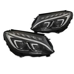 Μπροστινά Φανάρια Για Mercedes-Benz W205 14-18 Black LED DRL