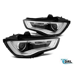 Led Μπροστινά Φανάρια Μαύρα Για Audi A3 8V 12-16 με True Drl