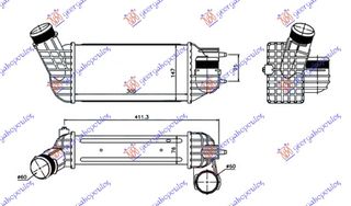 Ψυγείο Intercooler 2.0 HDI Πετρέλαιο (300x147x76) ΠΑΡΟΧΕΣ Φ 60/60 / CITROEN C4 PICASSO 07-14 / 0384.N2 - 1 Τεμ