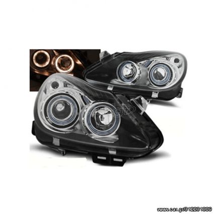 Opel Corsa D 2006-2011 Φανάρια Εμπρός Angel Eyes Black