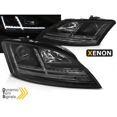 Μπροστινά Φανάρια Audi TT 06-10 8J Black Led SEQ HID DRL