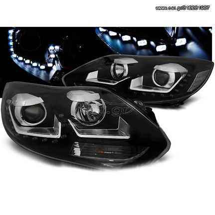 Μπροστινά Φανάρια DayLight Black Με Φώτα Ημέρας DRL Για Ford Focus Mk3 2011-2015