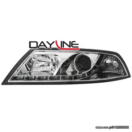 Μπροστινά Φανάρια Led Με Φώτα Ημέρας DRL Για Skoda Octavia 2004-2008 Original Xenon " T-Tec "