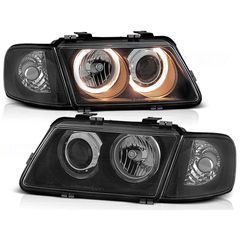 Μπροστινά Φανάρια Set Για Audi A3 8L 96-00 Angel Eyes Μαύρα H7/H7 Depo