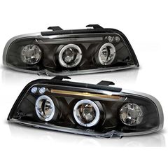 Μπροστινά Φανάρια Set Για Audi A4 B5 94-98 Angel Eyes & Led Μαύρα H1/H1 Junyan