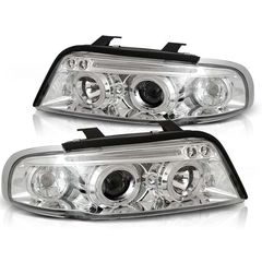 Μπροστινά Φανάρια Set Για Audi A4 B5 94-98 Angel Eyes & Led Χρωμίου H1/H1 Junyan