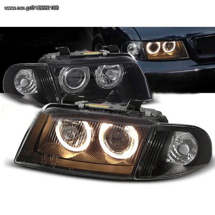 Μπροστινά Φανάρια Set Για Audi A4 B5 94-98 Angel Eyes Χρωμίου H7/H7 Depo