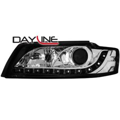 Μπροστινά Φανάρια Set Για Audi A4 B6 00-04 DRL Μαύρο/Χρώμιο H7 Depo