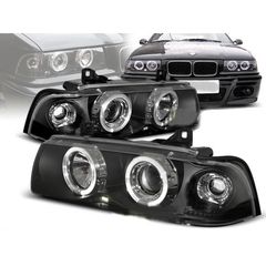 Μπροστινά Φανάρια Set Για Bmw 3 E36 90-99 Coupe / Cabrio Angel Eyes & Led Μαύρα H1/H1 Sonar