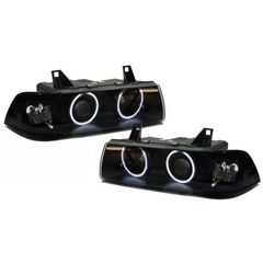 Μπροστινά Φανάρια Set Για Bmw 3 E36 90-99 Coupe / Cabrio ccfl Angel Eyes Μαύρα H3/H1 Eagle Eyes