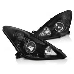 Μπροστινά Φανάρια Set Για Toyota Celica T230 99-05 Angel Eyes & Led Μαύρα H7/H1 Eagle Eyes