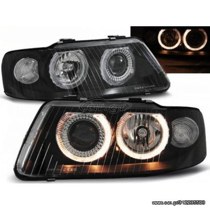 Μπροστινά Φανάρια Για Audi A3 09.00-05.03 Angel Eyes Black