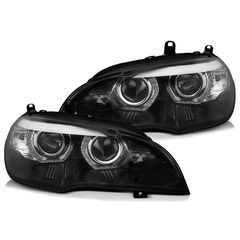 Φανάρια Μπροστινά 4D Angel Eyes BMW X5 E70 07-10 AE DRL Led Black HID