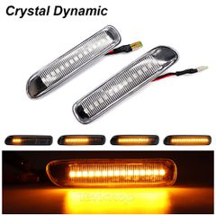 Πλαϊνά Φλας Φτερού Για Bmw 3 E46 Sedan 99-01 / Touring 99-01 / Compact 01-04 / Coupe 99-03 Led Dynamic Crystal Λευκά 2 Τεμάχια