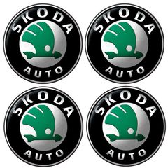 Αυτοκόλλητα Κέντρου Ζαντών Skoda Από Σμάλτο 60mm Set 4 Τεμάχια