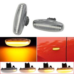 Πλαϊνά Φλας Φτερού Για Toyota Yaris 2014-2019 Led Dynamic Crystal Λευκά 2 Τεμάχια