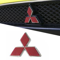 Κουμπωτό Σήμα Μάσκας Μεταλλικό Για Mitsubishi Lancer / ASX / Colt / Pajero / Outlander / Eclipse / Delica / EVO / Mirage 100 x 100 Κόκκινο Χρώμα 1 Τεμάχιο