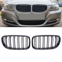 Καρδιές Μάσκας Για Bmw 3 E90 /E91 08-11 M4 Look Με Διπλή Γρίλια Μαύρο Γυαλιστερό 2 Τεμάχια KM07054BBL