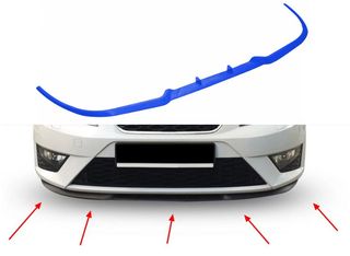 Μπροστινό Spoiler Universal Lip Spoiler CUΡ 2.0 Cupra Look Από Abs Πλαστικό Μπλε Χρώμα 3 Τεμάχια