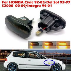 Carro Πλαϊνά Φλας Φτερού Για Honda Civic 92-95 / CRX Del Sol 92-97 Led Dynamic Φιμέ 2 Τεμάχια / CAR-12080