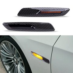 Carro Led φλας φτερού CARBON για BMW E88,E82,E60,E90,E91,X1 E84, X3 E83 - φιμέ με τρεχούμενο φλας / 2 Τεμάχια / CA-012179
