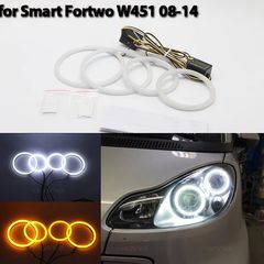 Carro Δαχτυλίδια angel eyes για Smart Fortwo W451 Mk2 2008-2014 με 4 δαχτυλίδια - Λευκό και Κίτρινο χρώμα / CA-012293