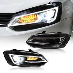 Μπροστινά Φανάρια Set Για Vw Polo 6R/6C 09-17 DRL Tube & Dynamic Φλας H7 Με Μοτέρ V-Land