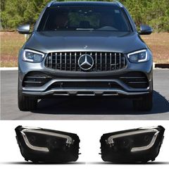 Μπροστινά Φανάρια Set Για Mercedes-Benz GLC C253/X253 Upgrade Σε Facelift Look 20210-2021 Μαύρα Full Led DRL Με Μοτέρ