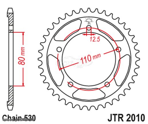 Κωδ.192536 Πίσω γρανάζι κίνησης μάρκας JT 46 δοντιών για Triumph Tiger 955 (01 04) - JTR2010.46 τηλ.215-215-8211
