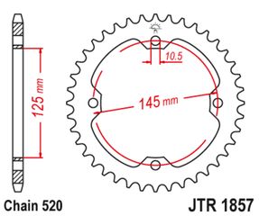 Κωδ.203265 Πίσω γρανάζι μηχανής JT 39 δοντιών για Yamaha XT600 και YFM250 350 700 YFZ350 450 ATV - JTR1857.39 τηλ.215-215-8211