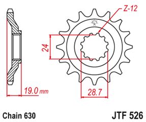 Κωδ.192407 Μπροστινό γρανάζι μηχανής JT 15 δοντιών για Kawasaki GPZ1000 RX για μετατροπή αλυσίδας 630 - JTF526.15 τηλ.215-215-8211