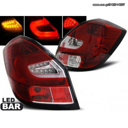 Πίσω Φανάρια Για Skoda Fabia II 07 - 06.14 Red White Led Bar