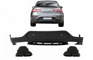 Diffuser Πίσω Προφυλακτήρα Για Mercedes-Benz GLC Coupe C253 2015-2019 GLC63 Amg Look Για Amg Sport Line Προφυλακτήρες Σετ Με Μαύρες Μπούκες