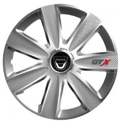 Τάσια Τροχών Αυτοκινήτου Versaco Carbon GTX 14" με σήμα 3d μεταλλικό Dacia 4 Τεμάχια